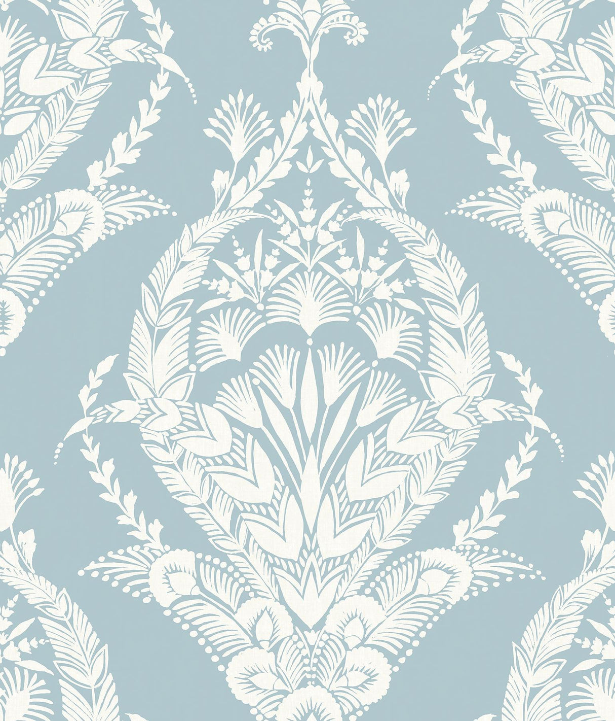 A-Street Prints Arlie Light Blue Botanical Damask Wallpaper