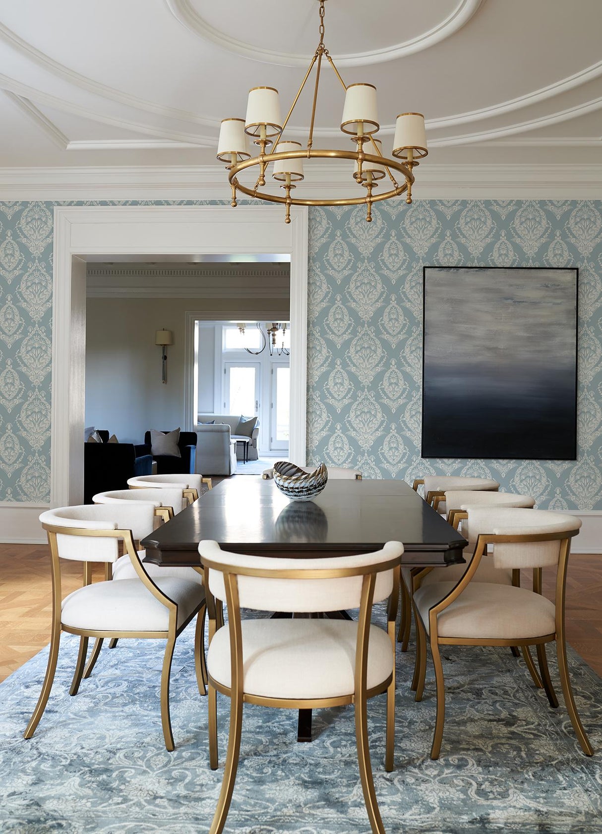 A-Street Prints Arlie Light Blue Botanical Damask Wallpaper