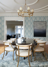 A-Street Prints Arlie Light Blue Botanical Damask Wallpaper