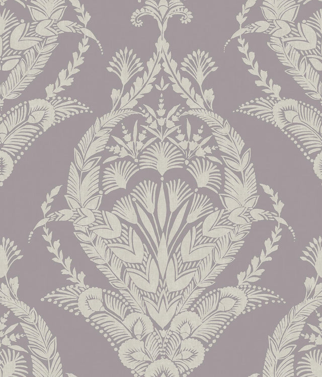 A-Street Prints Arlie Lavender Botanical Damask Wallpaper