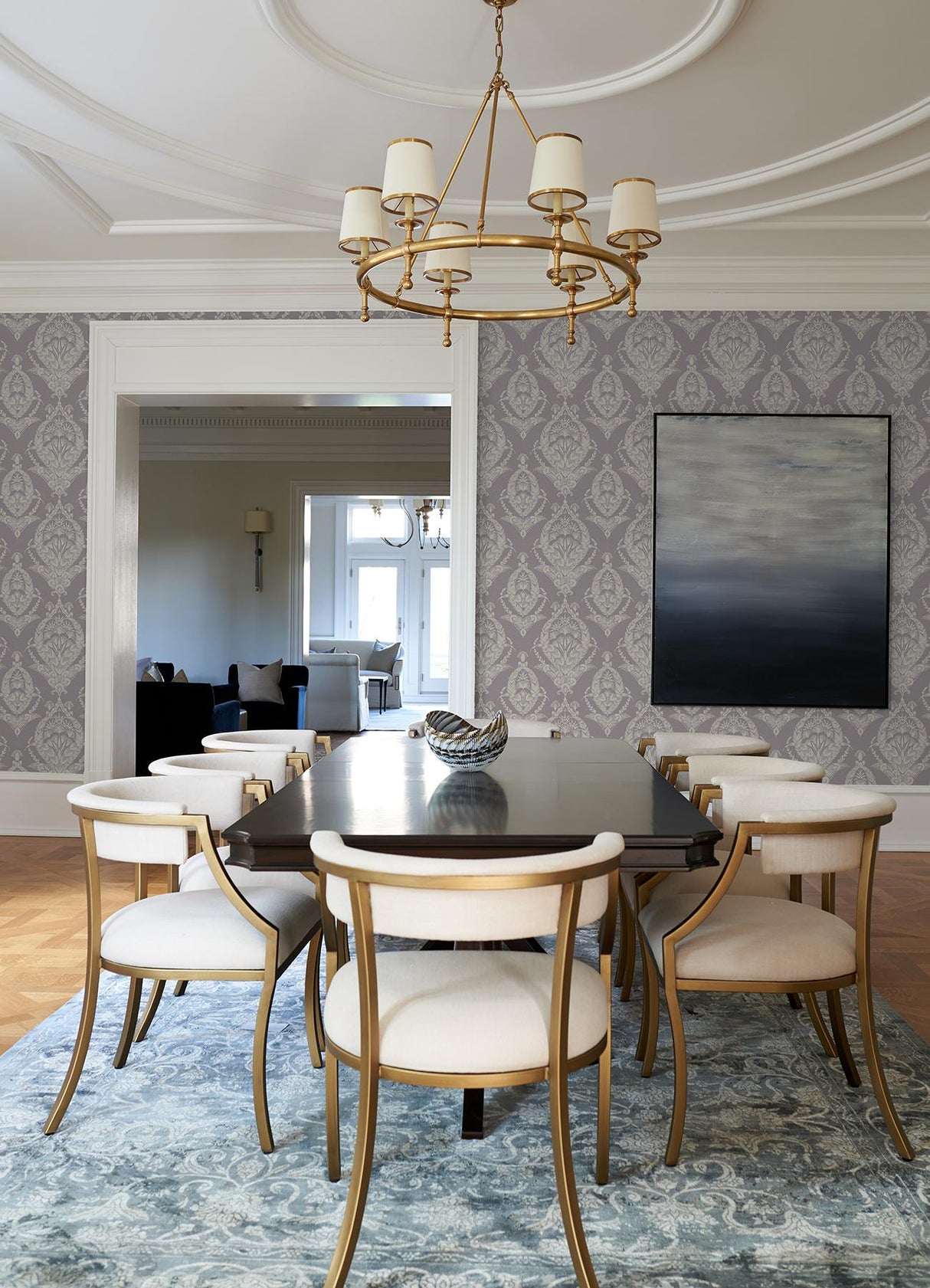 A-Street Prints Arlie Lavender Botanical Damask Wallpaper