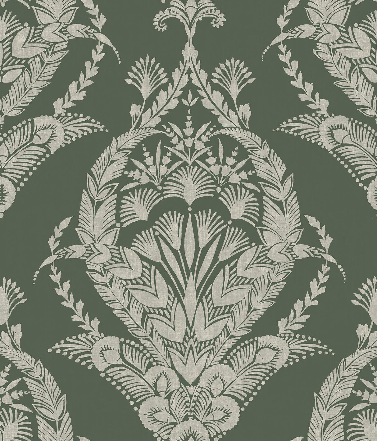 A-Street Prints Arlie Evergreen Botanical Damask Wallpaper