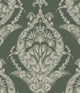 A-Street Prints Arlie Evergreen Botanical Damask Wallpaper