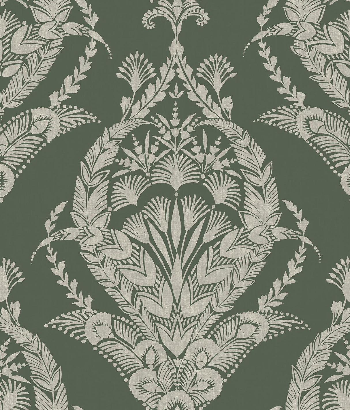 A-Street Prints Arlie Evergreen Botanical Damask Wallpaper
