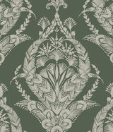 A-Street Prints Arlie Evergreen Botanical Damask Wallpaper