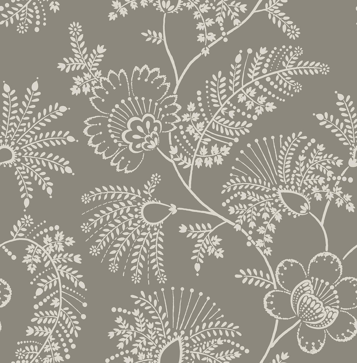 A-Street Prints Maeve Grey Jacobean Trail Wallpaper