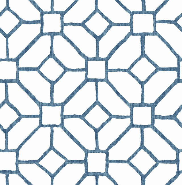 A-Street Prints Addis Blue Trellis Wallpaper