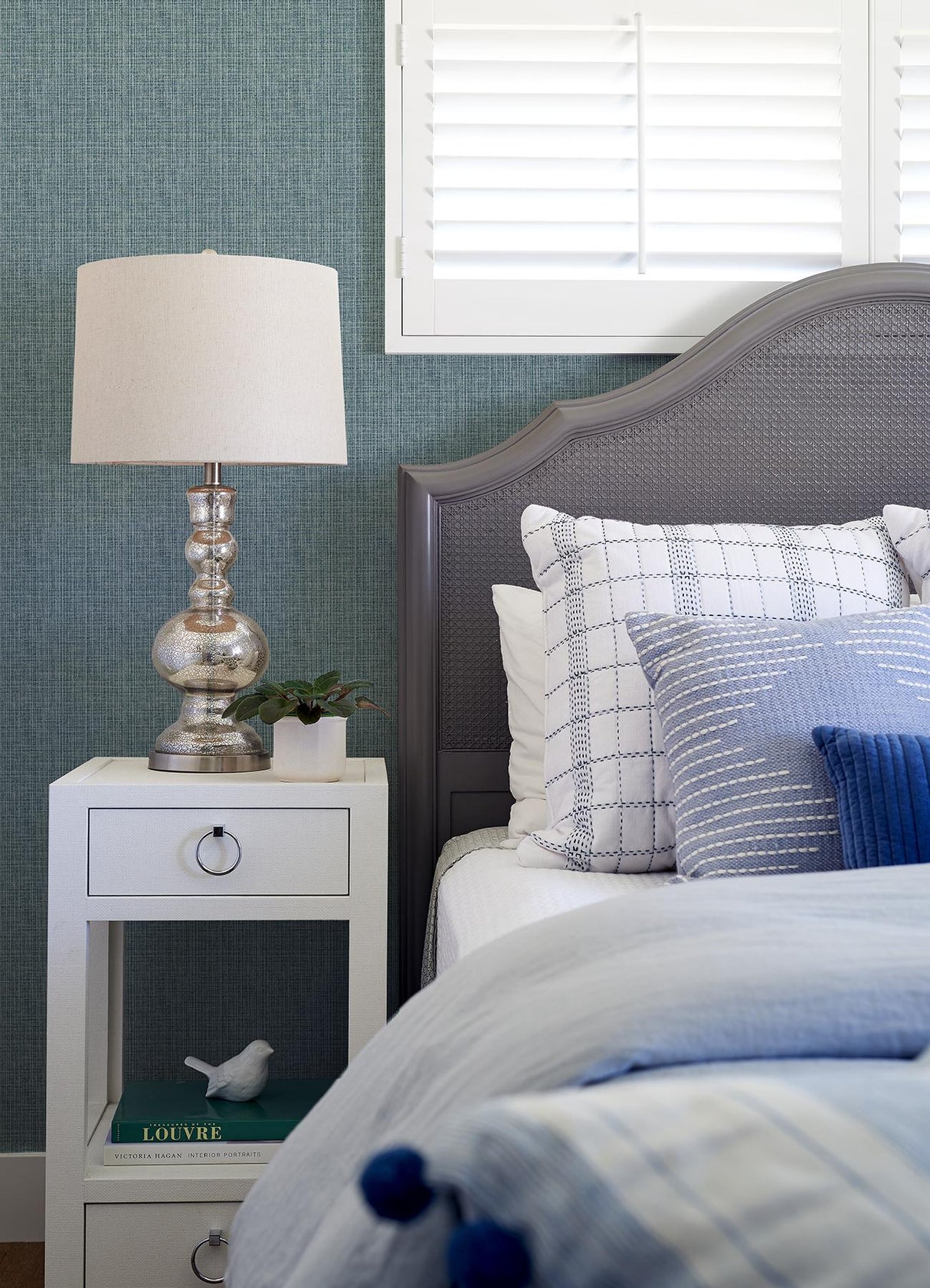 A-Street Prints Kantera Blue Fabric Texture Wallpaper