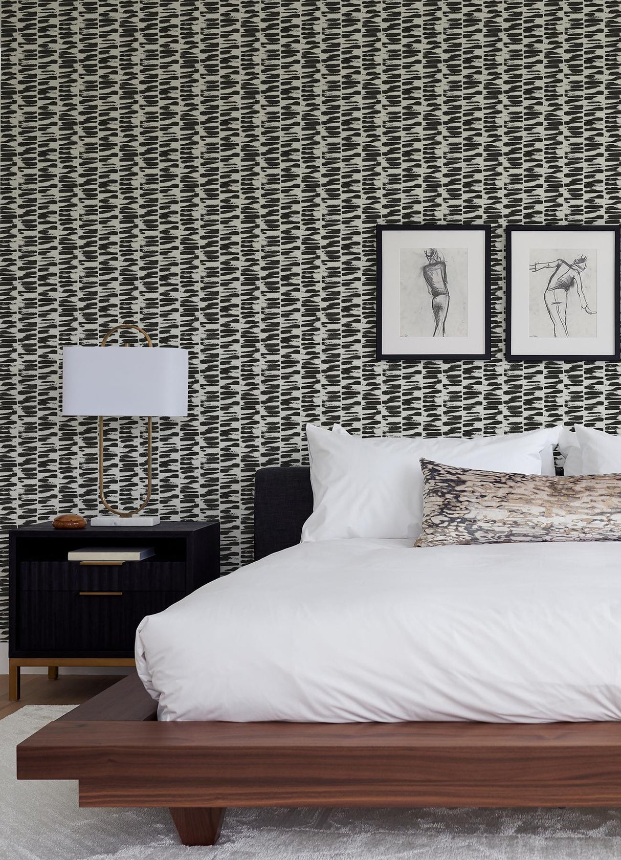 A-Street Prints Myrtle Black Abstract Stripe Wallpaper