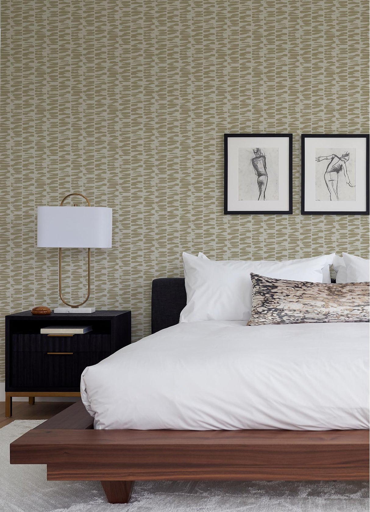 A-Street Prints Myrtle Gold Abstract Stripe Wallpaper