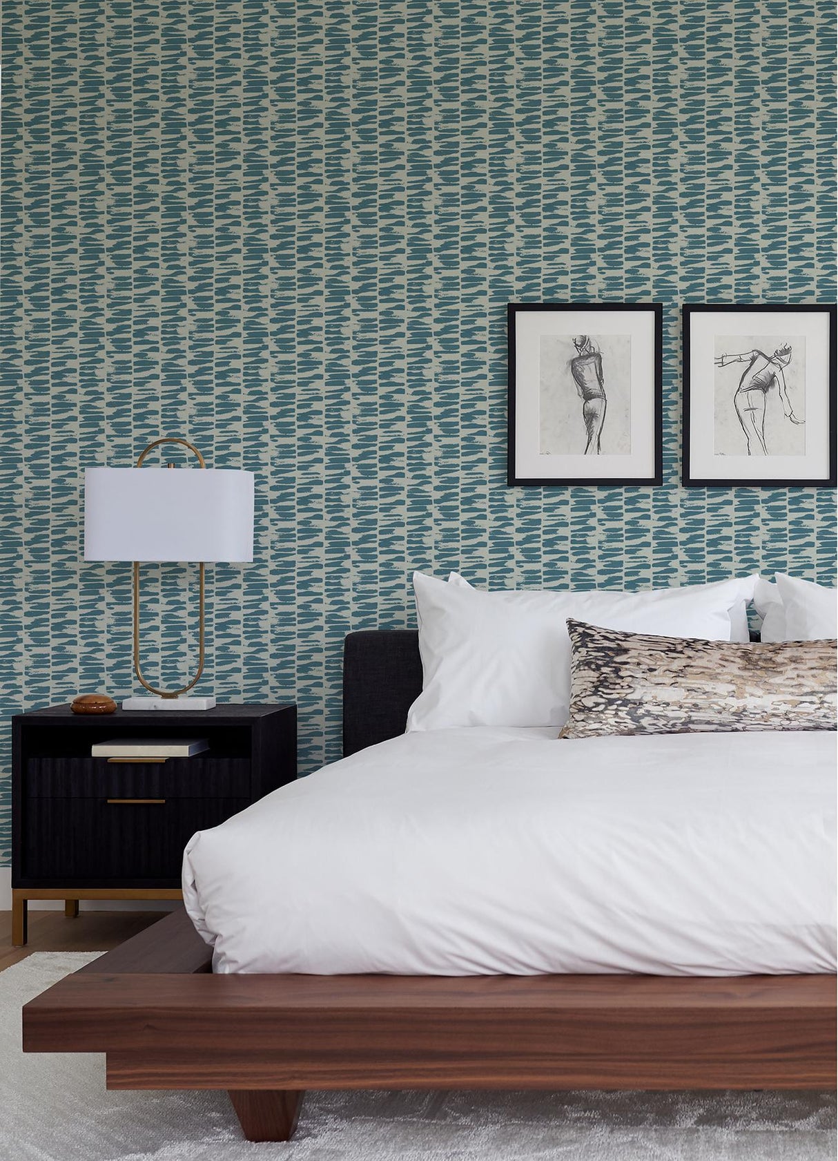 A-Street Prints Myrtle Sea Green Abstract Stripe Wallpaper