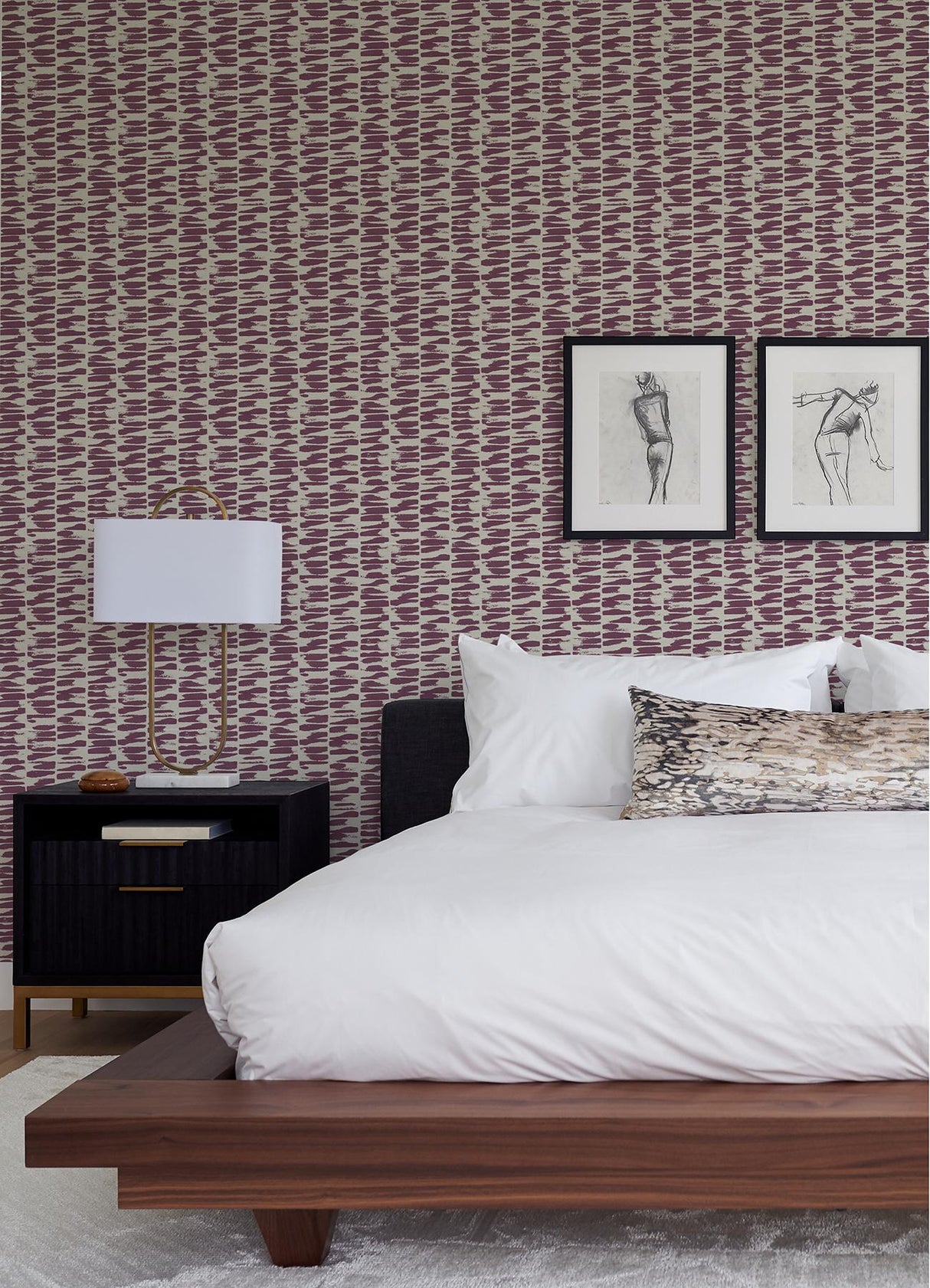 A-Street Prints Myrtle Purple Abstract Stripe Wallpaper