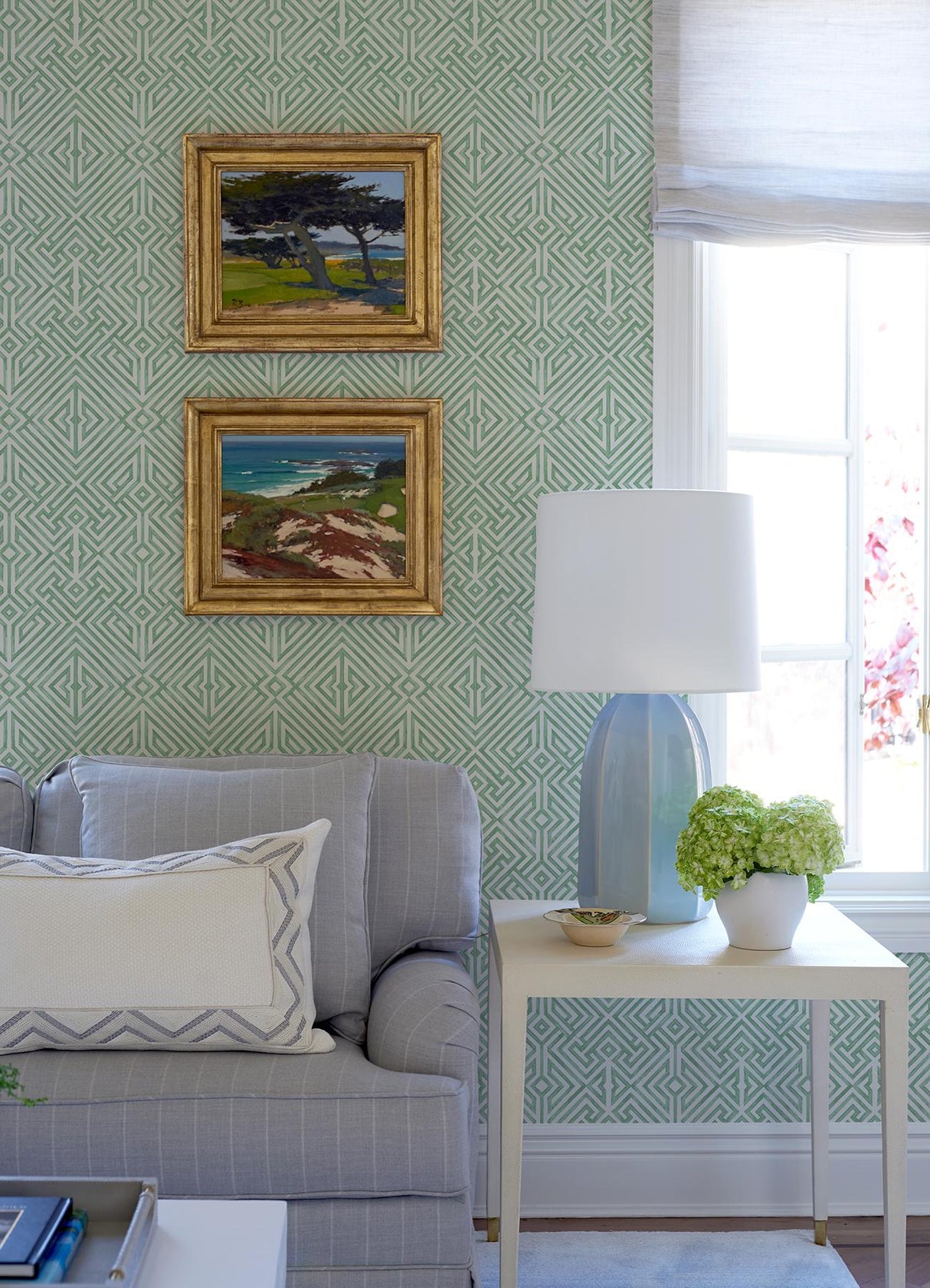A-Street Prints Lyon Green Geometric Key Wallpaper