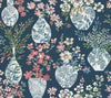 A-Street Prints Harper Teal Floral Vase Wallpaper