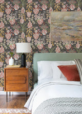 A-Street Prints Harper Brown Floral Vase Wallpaper