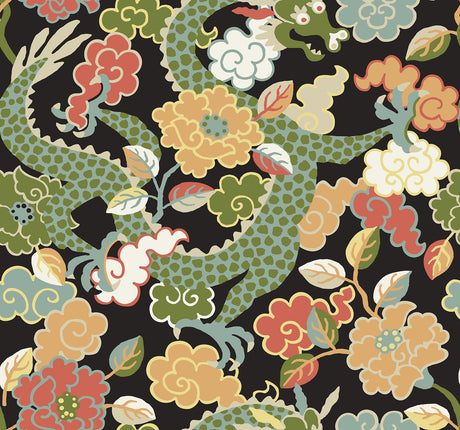 A-Street Prints Yanci Green Dragon Wallpaper