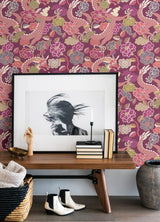 A-Street Prints Yanci Plum Dragon Wallpaper
