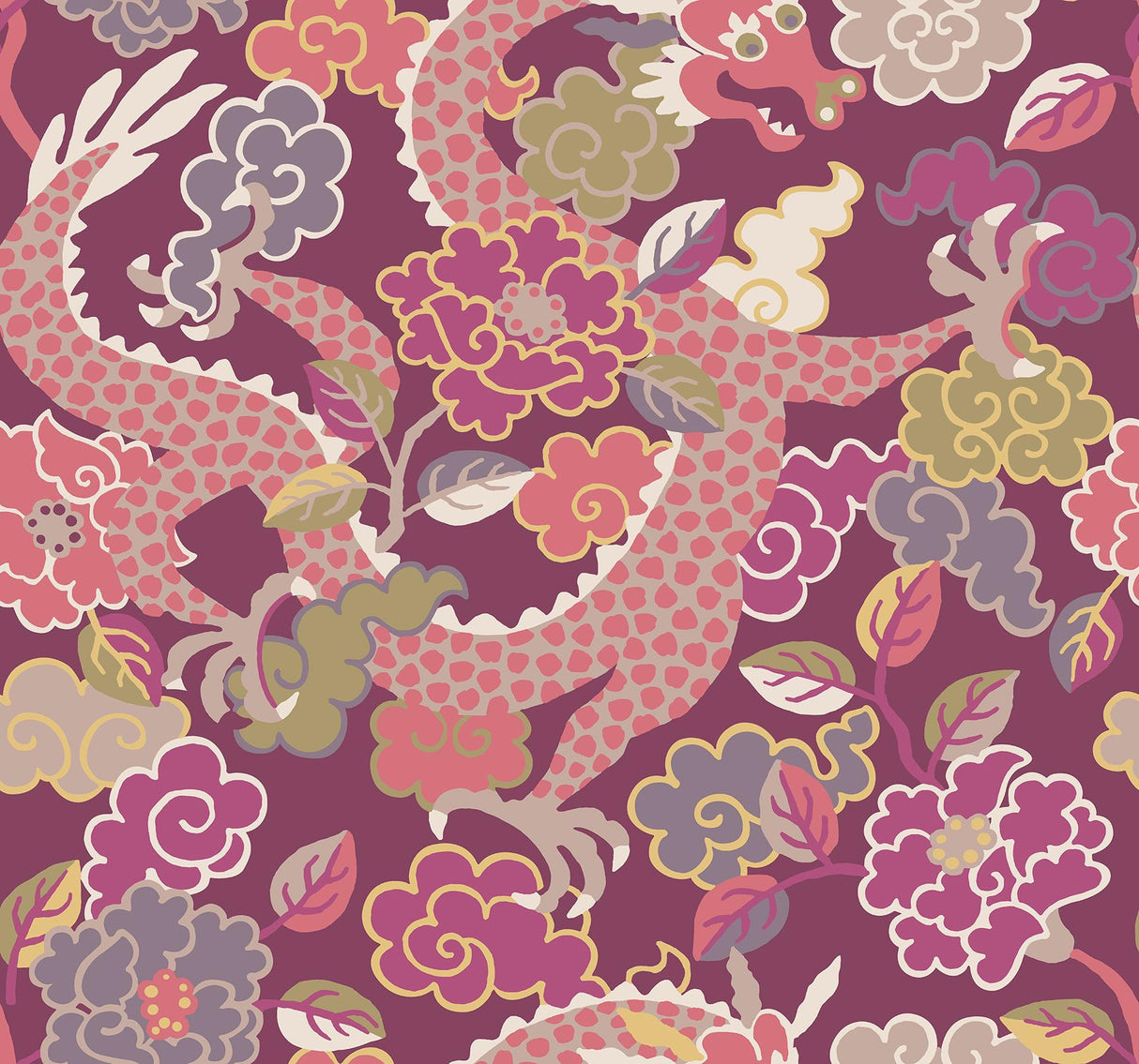 A-Street Prints Yanci Plum Dragon Wallpaper