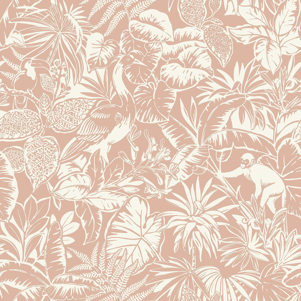 Brewster Home Fashions Corcovado Coral Jungle Jamboree Wallpaper