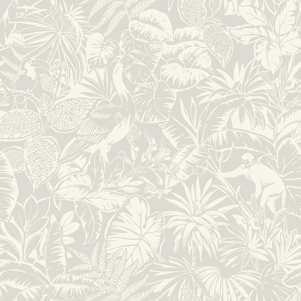 Brewster Home Fashions Corcovado Grey Jungle Jamboree Wallpaper