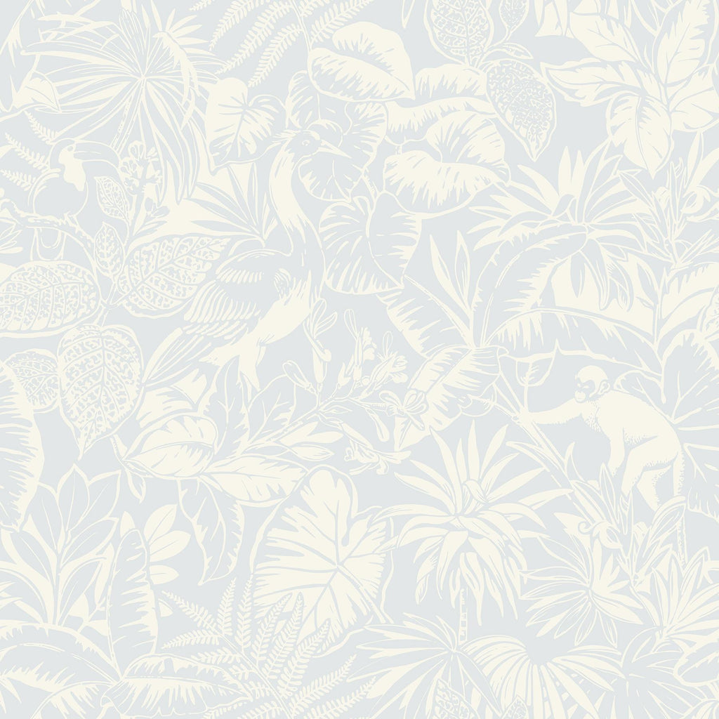 Brewster Home Fashions Corcovado Light Blue Jungle Jamboree Wallpaper
