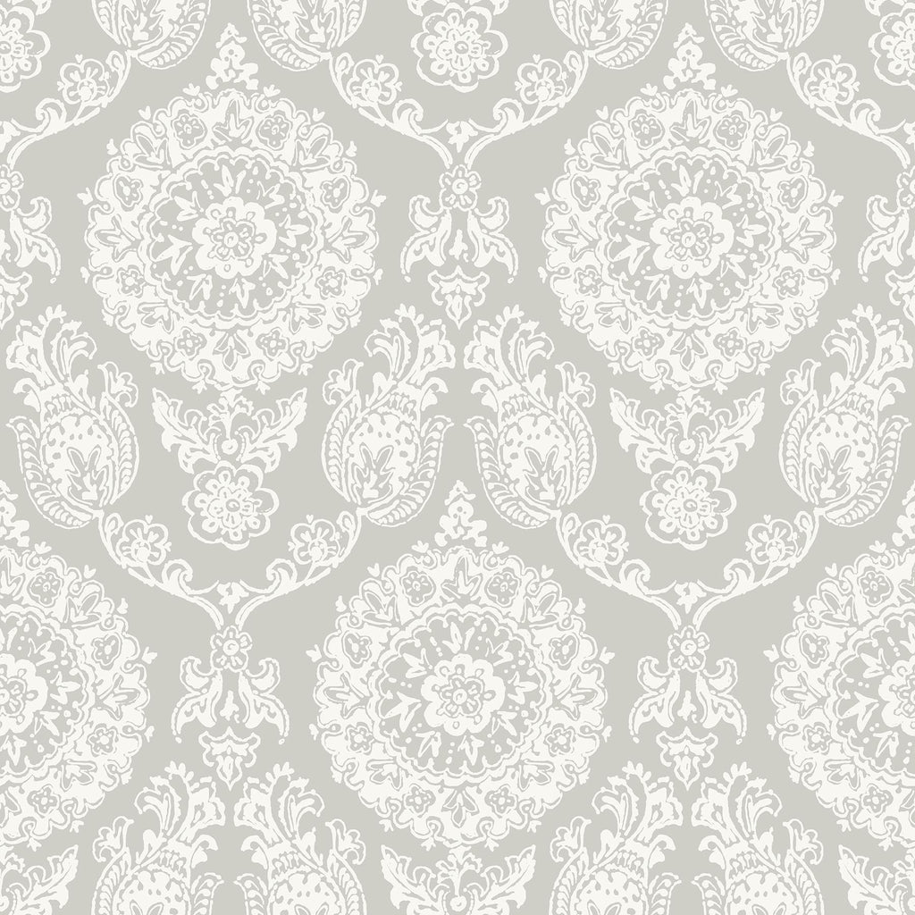 Brewster Home Fashions Helm Damask Taupe Floral Medallion Wallpaper