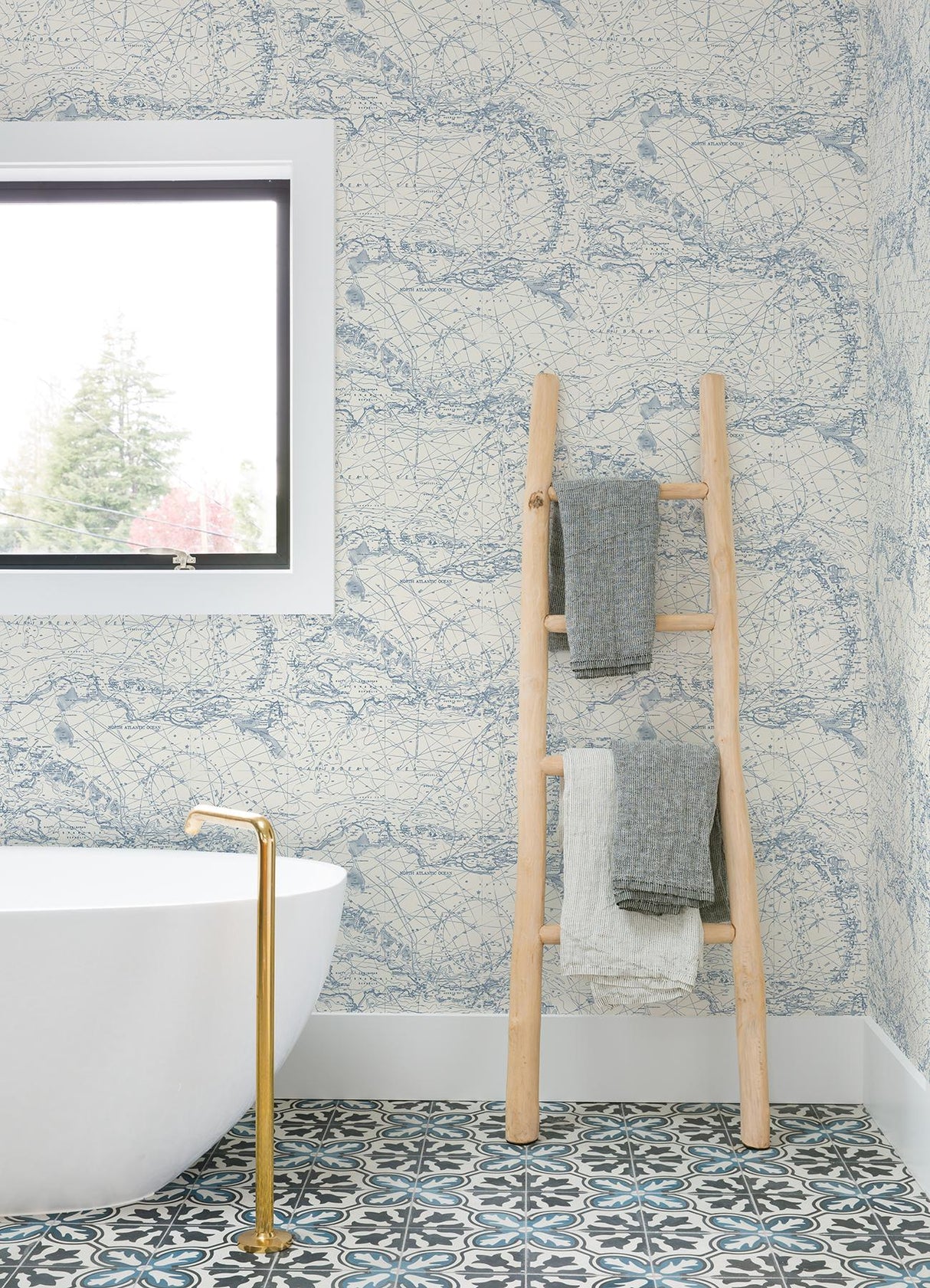 Brewster Home Fashions Charts Navy Nautical Chart Wallpaper