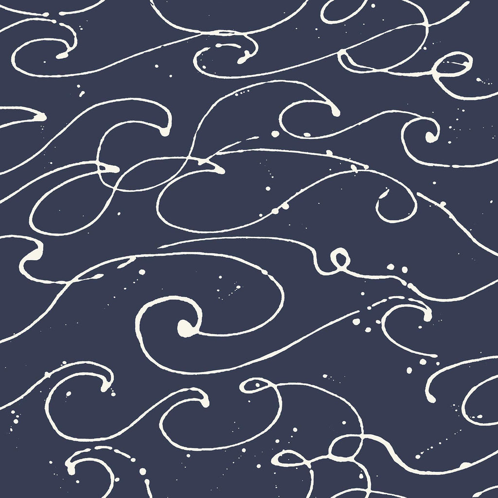 Brewster Home Fashions Kuroshio Navy Ocean Wave Wallpaper