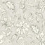 Brewster Home Fashions Plumeria Grey Floral Trail Wallpaper