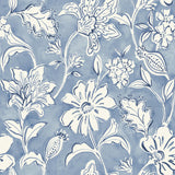 Brewster Home Fashions Plumeria Blue Floral Trail Wallpaper