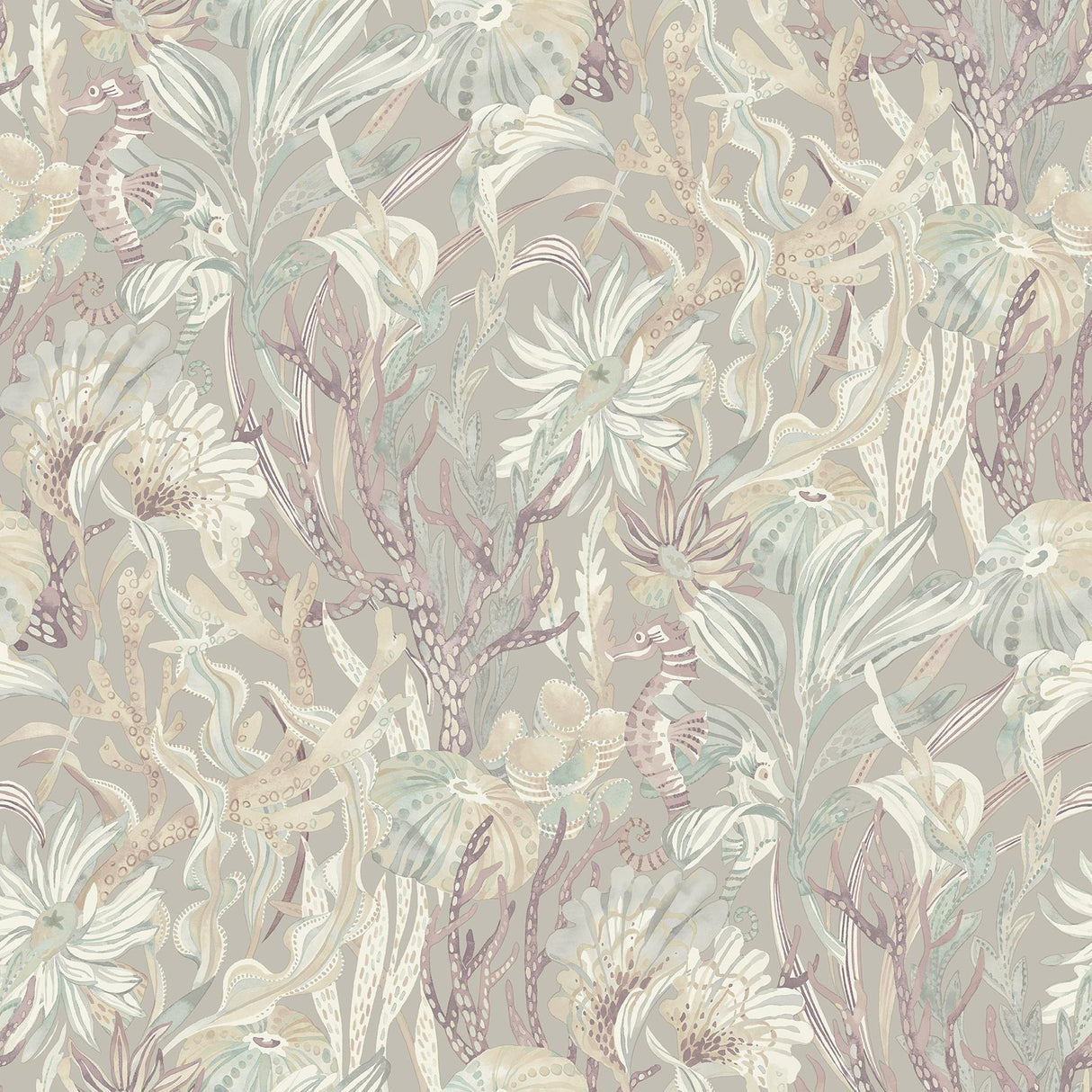 Brewster Home Fashions Kelp Garden Mauve Tropical Reef Wallpaper