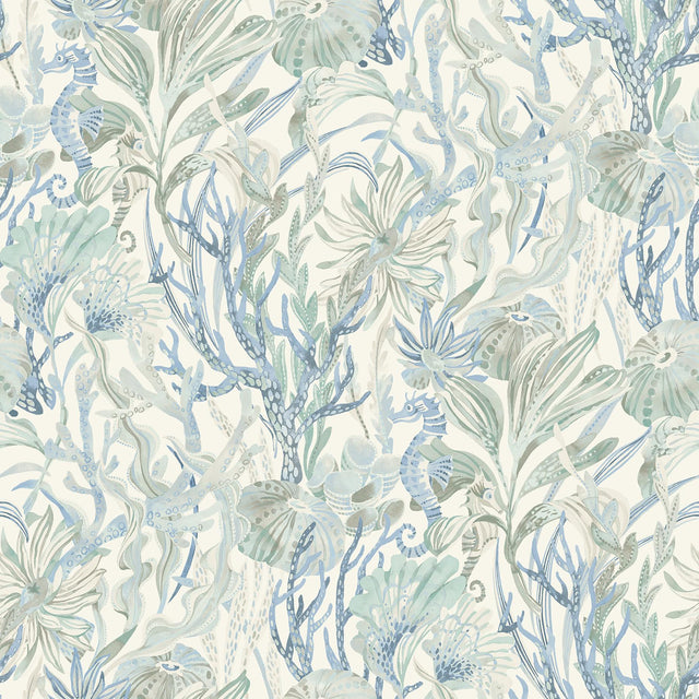 Brewster Home Fashions Kelp Garden Light Blue Tropical Reef Wallpaper