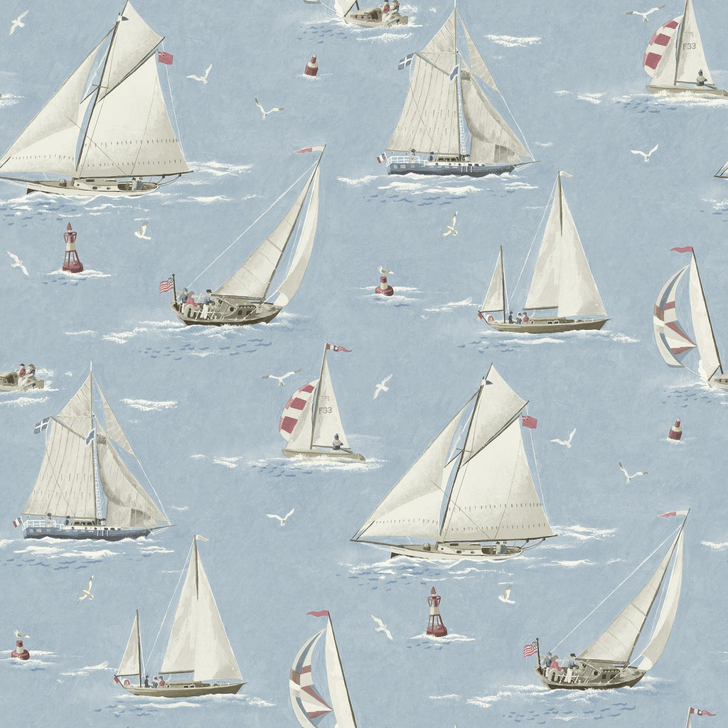 Brewster Home Fashions Leeward Light Blue Sailboat Wallpaper