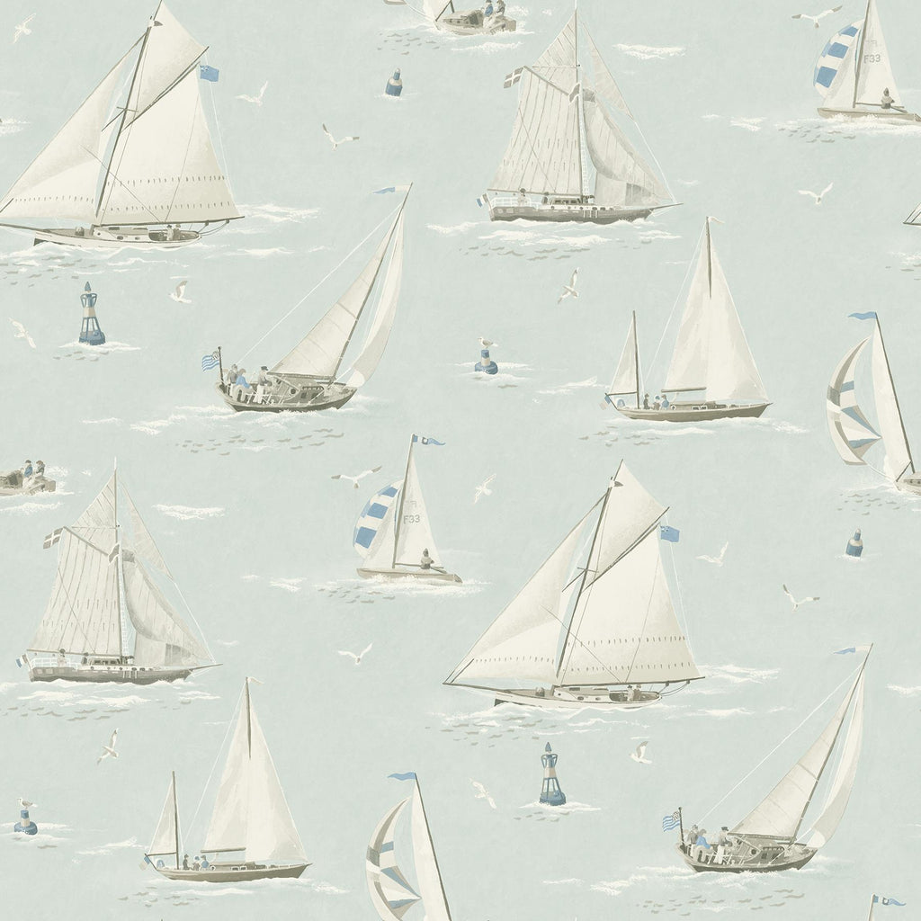 Brewster Home Fashions Leeward Aqua Sailboat Wallpaper