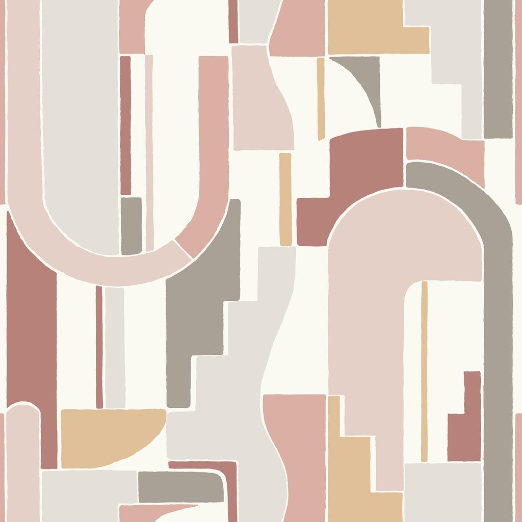 A-Street Prints Odele Blush Geometric Archways Wallpaper