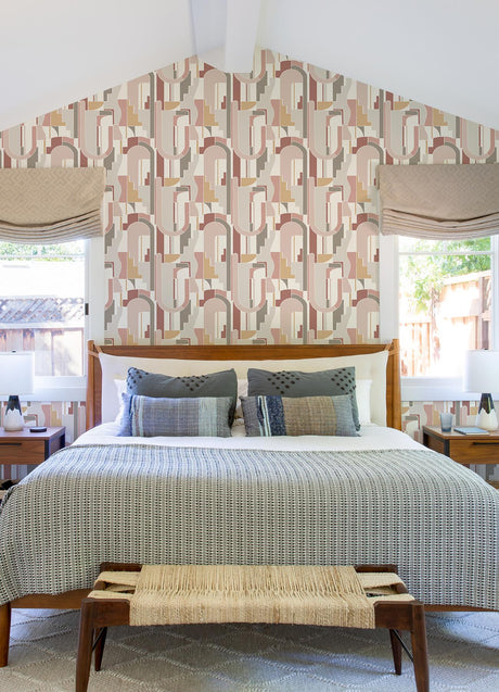 A-Street Prints Odele Blush Geometric Archways Wallpaper