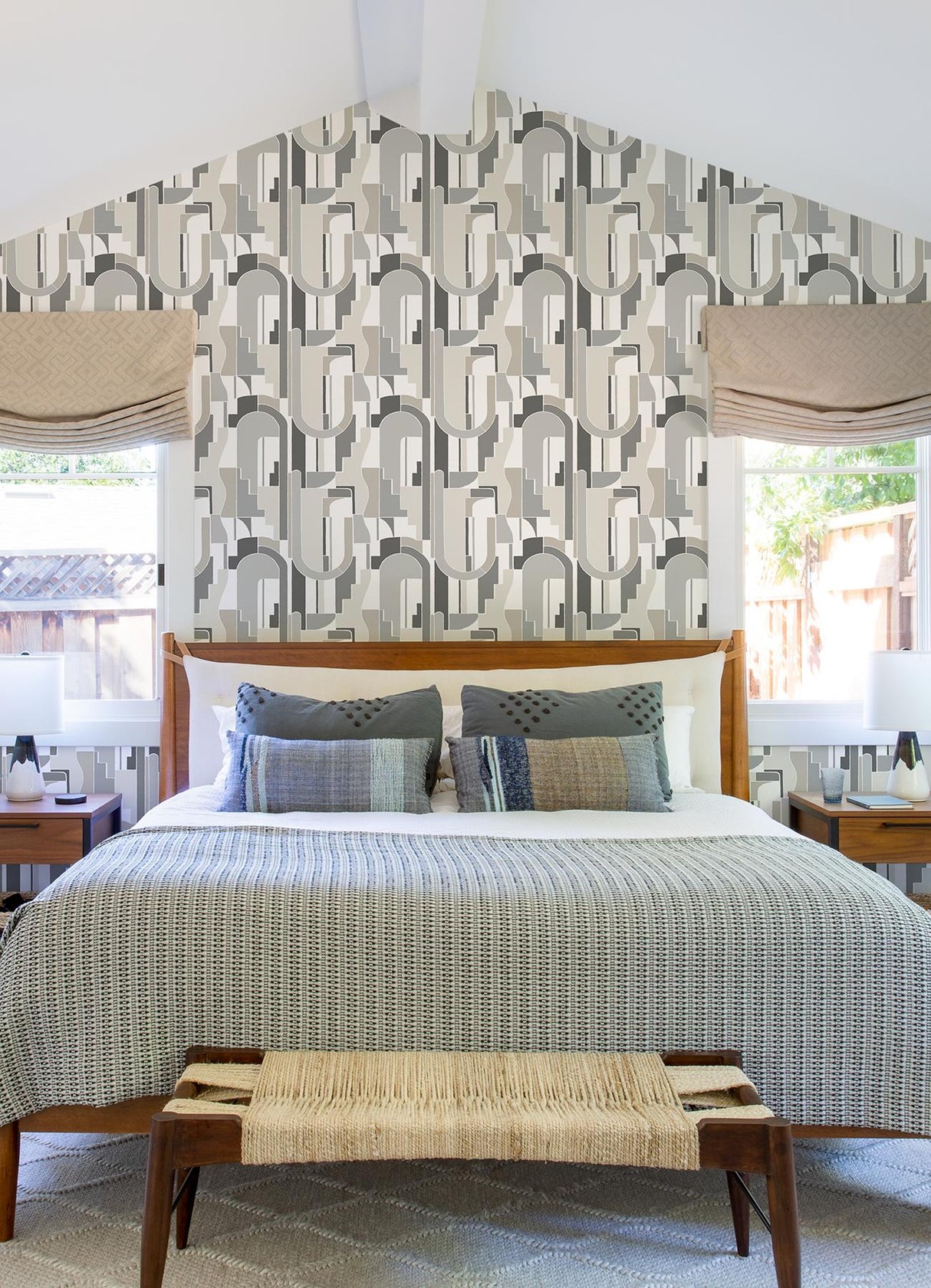 A-Street Prints Odele Stone Geometric Archways Wallpaper