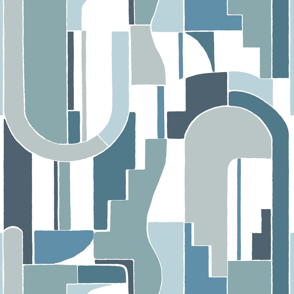 A-Street Prints Odele Dark Blue Geometric Archways Wallpaper