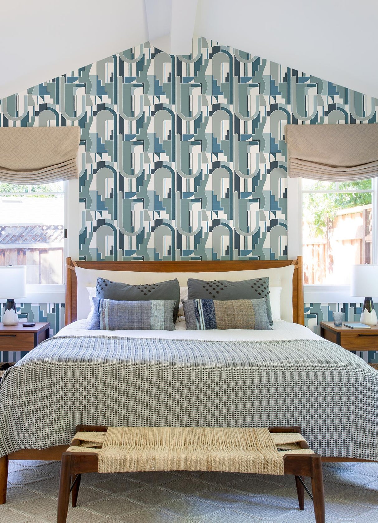 A-Street Prints Odele Dark Blue Geometric Archways Wallpaper