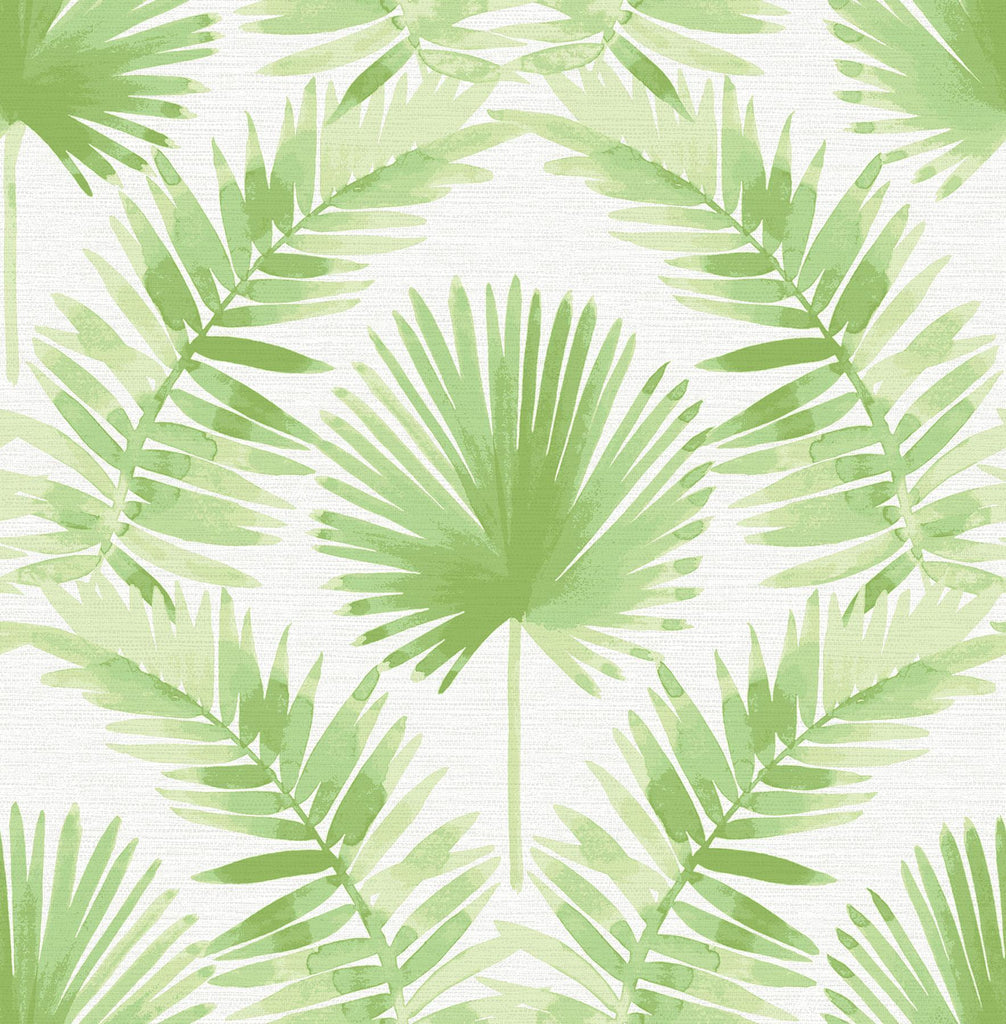 A-Street Prints Calla Green Painted Palm Wallpaper