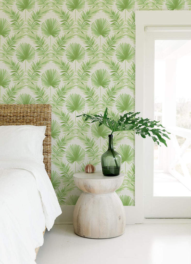 A-Street Prints Calla Green Painted Palm Wallpaper