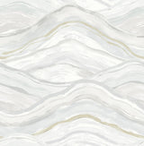 A-Street Prints Dorea Light Blue Striated Waves Wallpaper