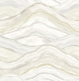 A-Street Prints Dorea Champagne Striated Waves Wallpaper