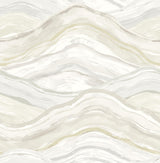 A-Street Prints Dorea Champagne Striated Waves Wallpaper