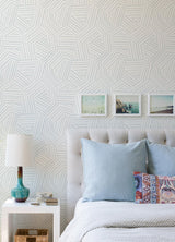 A-Street Prints Helene Sky Blue Geometric Lines Wallpaper
