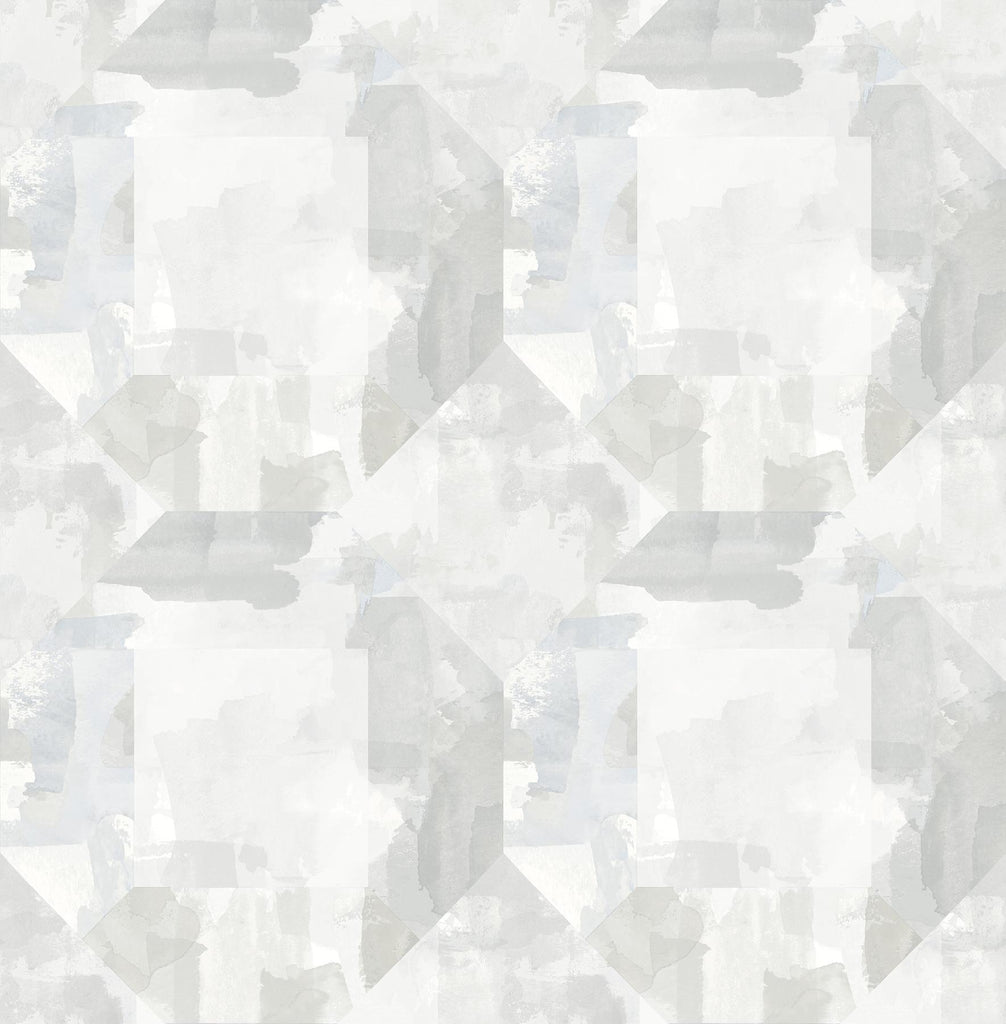A-Street Prints Perrin Light Grey Gem Geometric Wallpaper