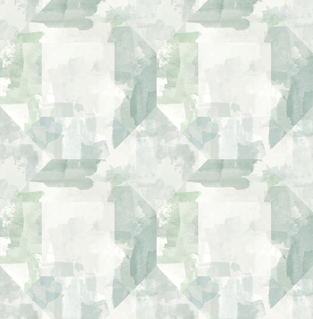 A-Street Prints Perrin Sea Green Gem Geometric Wallpaper