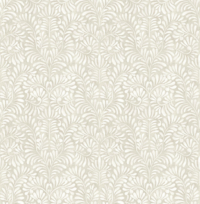 A-Street Prints Elma Taupe Fiddlehead Wallpaper