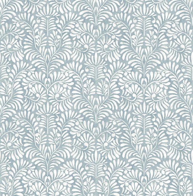 A-Street Prints Elma Sky Blue Fiddlehead Wallpaper
