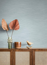 A-Street Prints Galyn Sky Blue Pearlescent Wave Wallpaper
